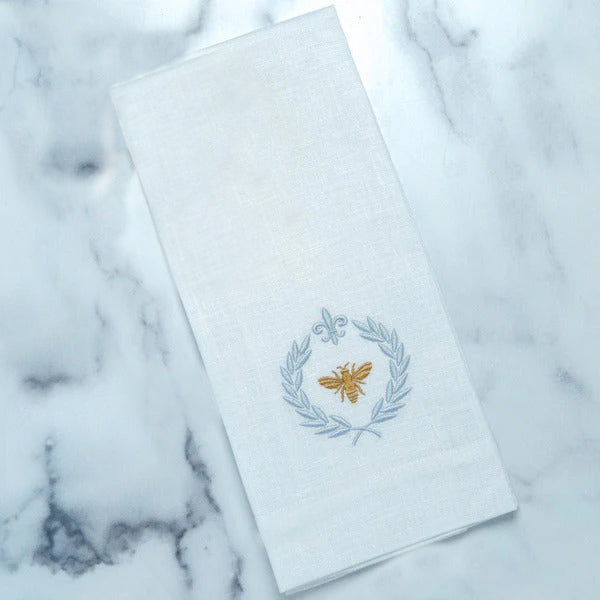 Fleur-De-Lis Bee Linen Hand Towel - Set of 2