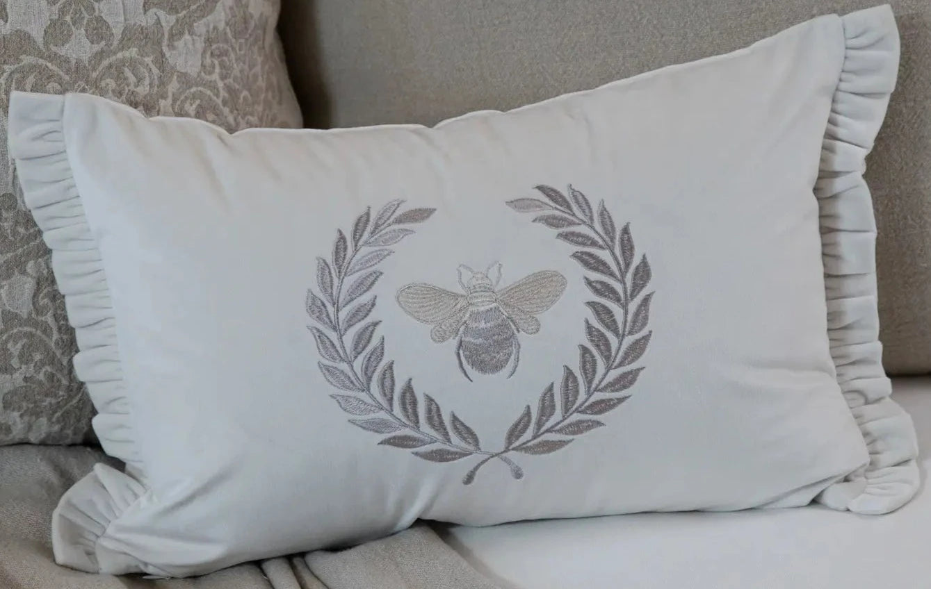 French Bee Décor Pillow - Velvet