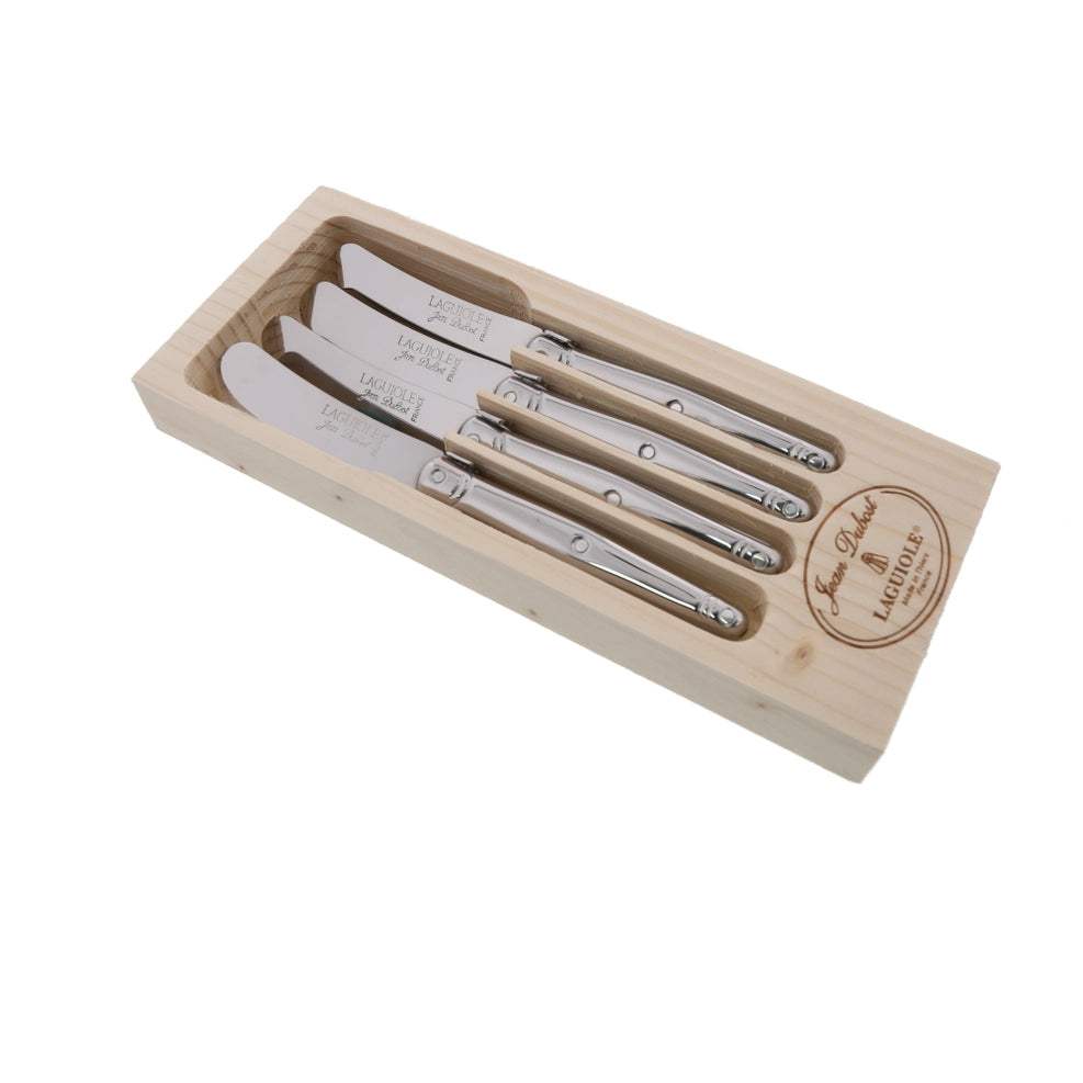 Laguiole Jean Dubost 4 Stainless Steel Spreaders in A Tray