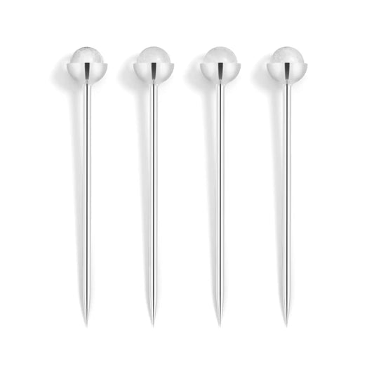 Anna New York Hospitality Cocktail Picks, Crystal & Silver, Set of 4