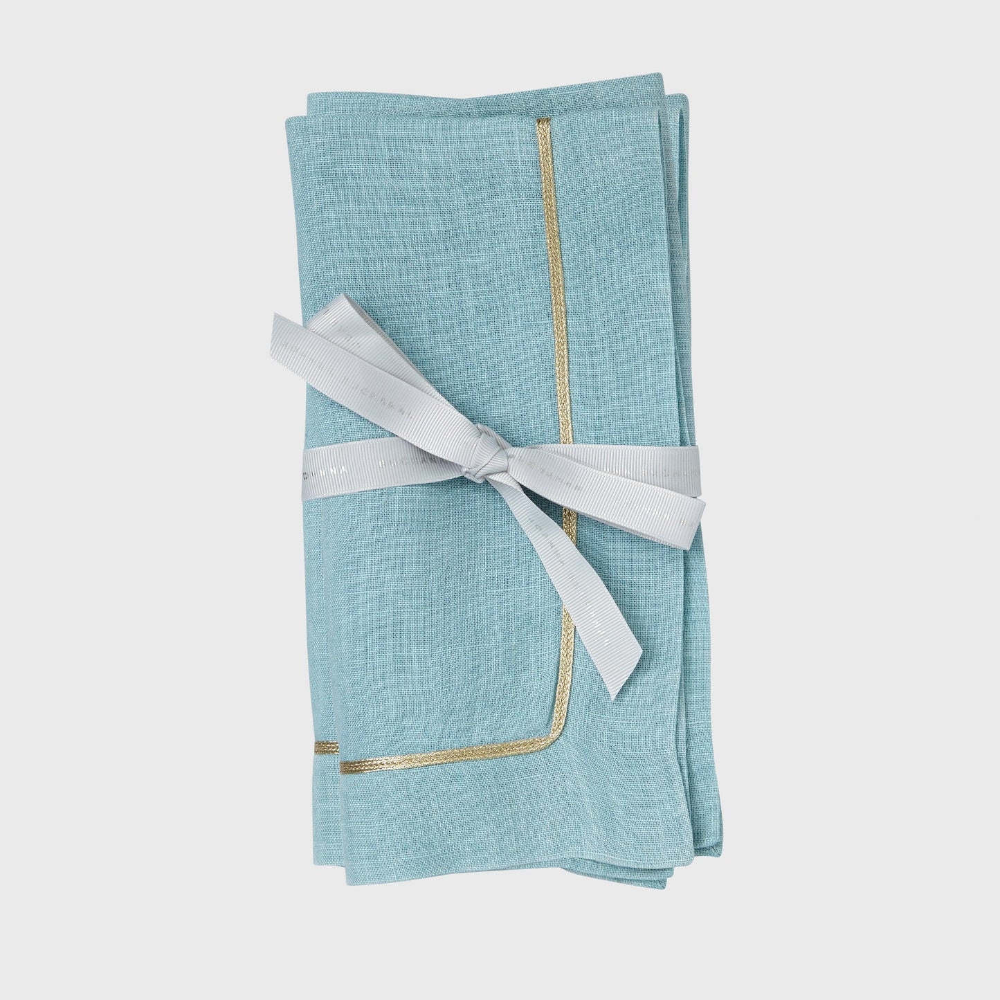 Gold Trim Dinner Napkins, Duck Egg Blue,  Joanna Buchanan - Set of 2