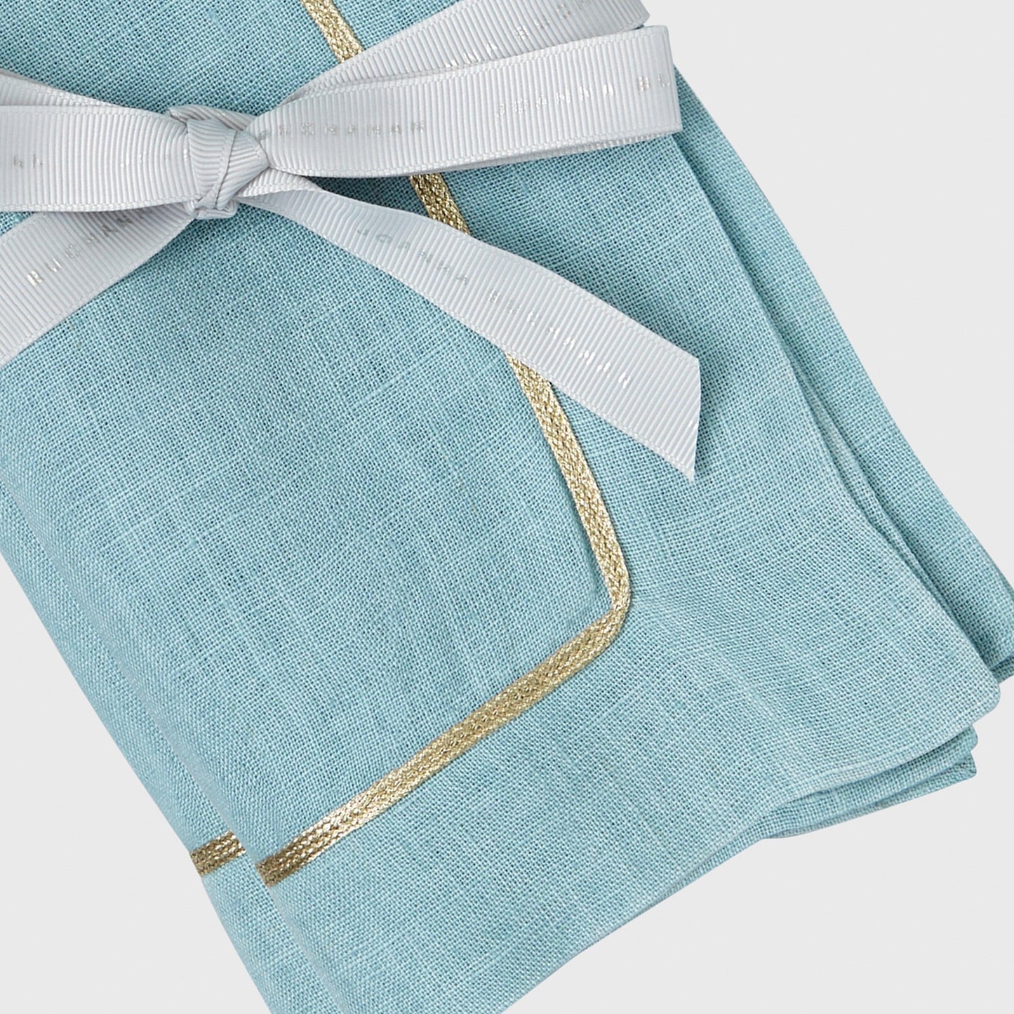 Gold Trim Dinner Napkins, Duck Egg Blue,  Joanna Buchanan - Set of 2