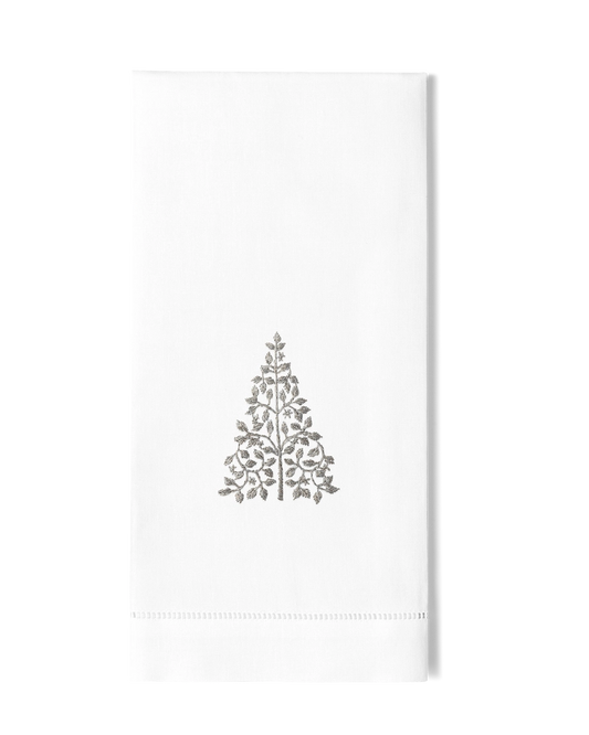 Mod Tree Silver Hand Towel by Henry Handwork 16x24 - Set of 4