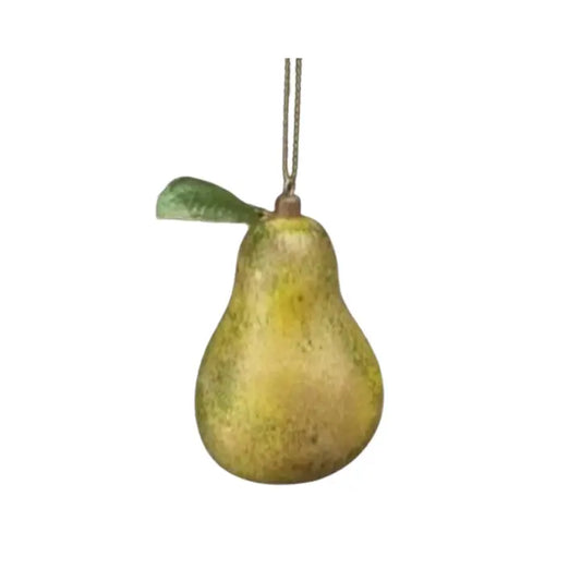 Golden Pear Painted Ornament - Set of 6