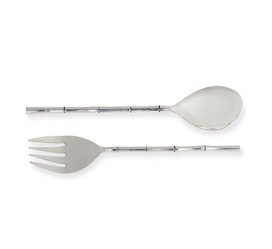 Silver Bamboo Salad Servers - Set of 2