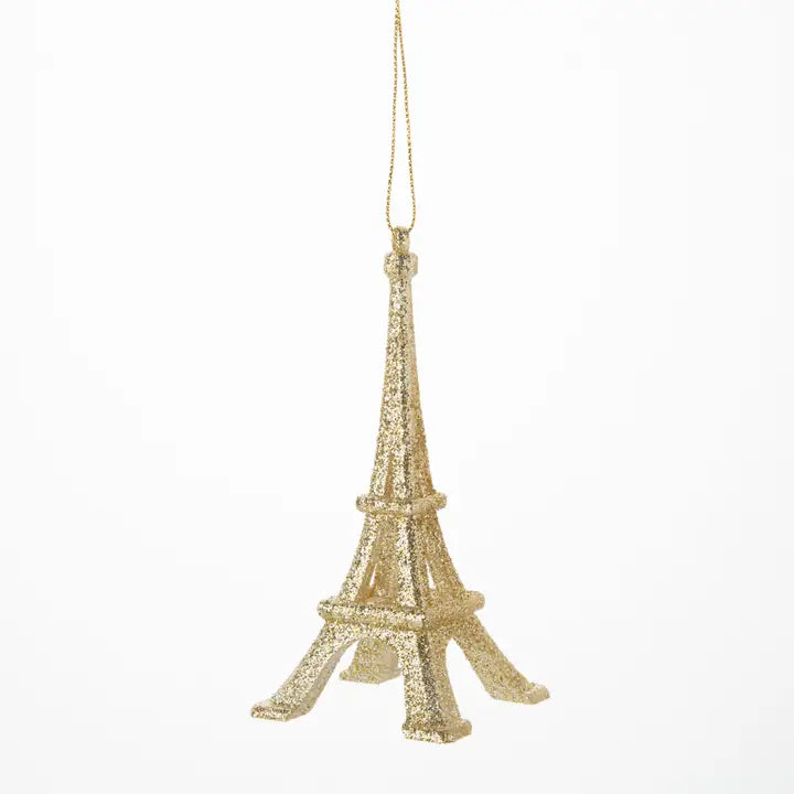 Champagne Gold Glitter Eiffel Tower Ornament - Set of 6