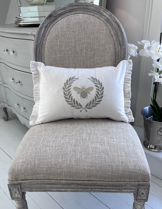 French Bee Décor Pillow, Available in Velvet & Linen Styles