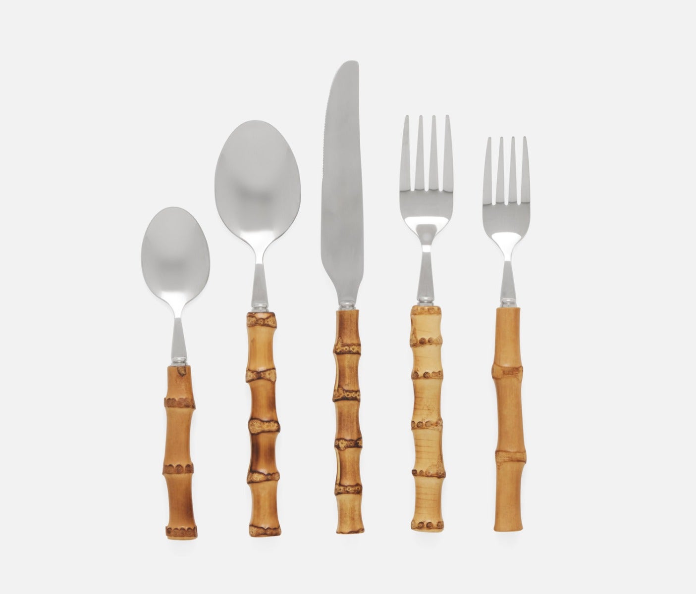 Natural Bamboo Blue Pheasant Zoya Flatware Set - 5-Piece Set