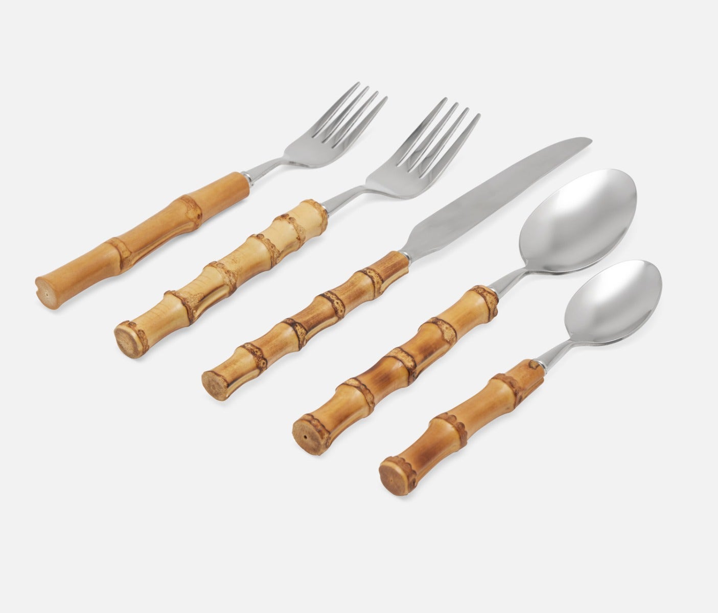 Natural Bamboo Blue Pheasant Zoya Flatware Set - 5-Piece Set